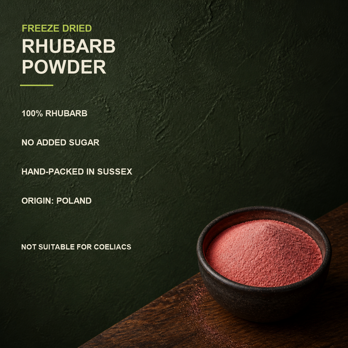 Freeze-dried rhubarb powder product facts