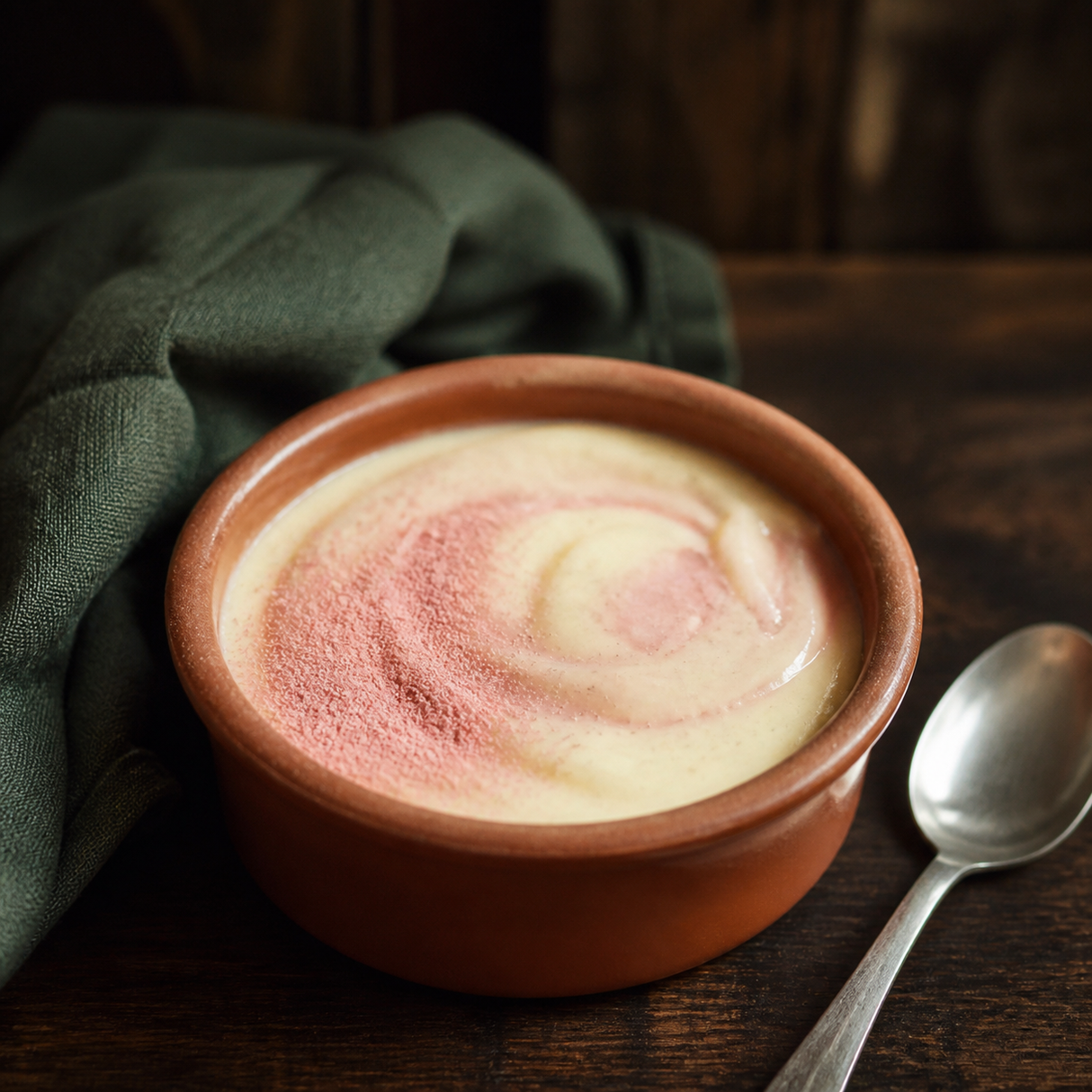 Serving suggestion with freeze-dried rhubarb powder