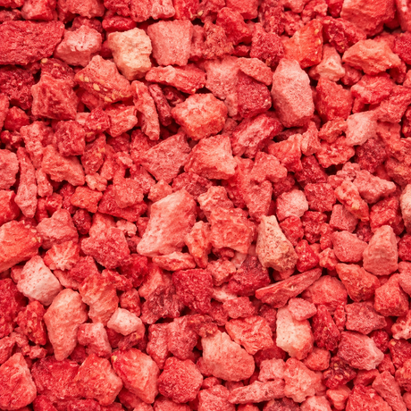 Freeze Dried Strawberry Nibs — extreme close-up