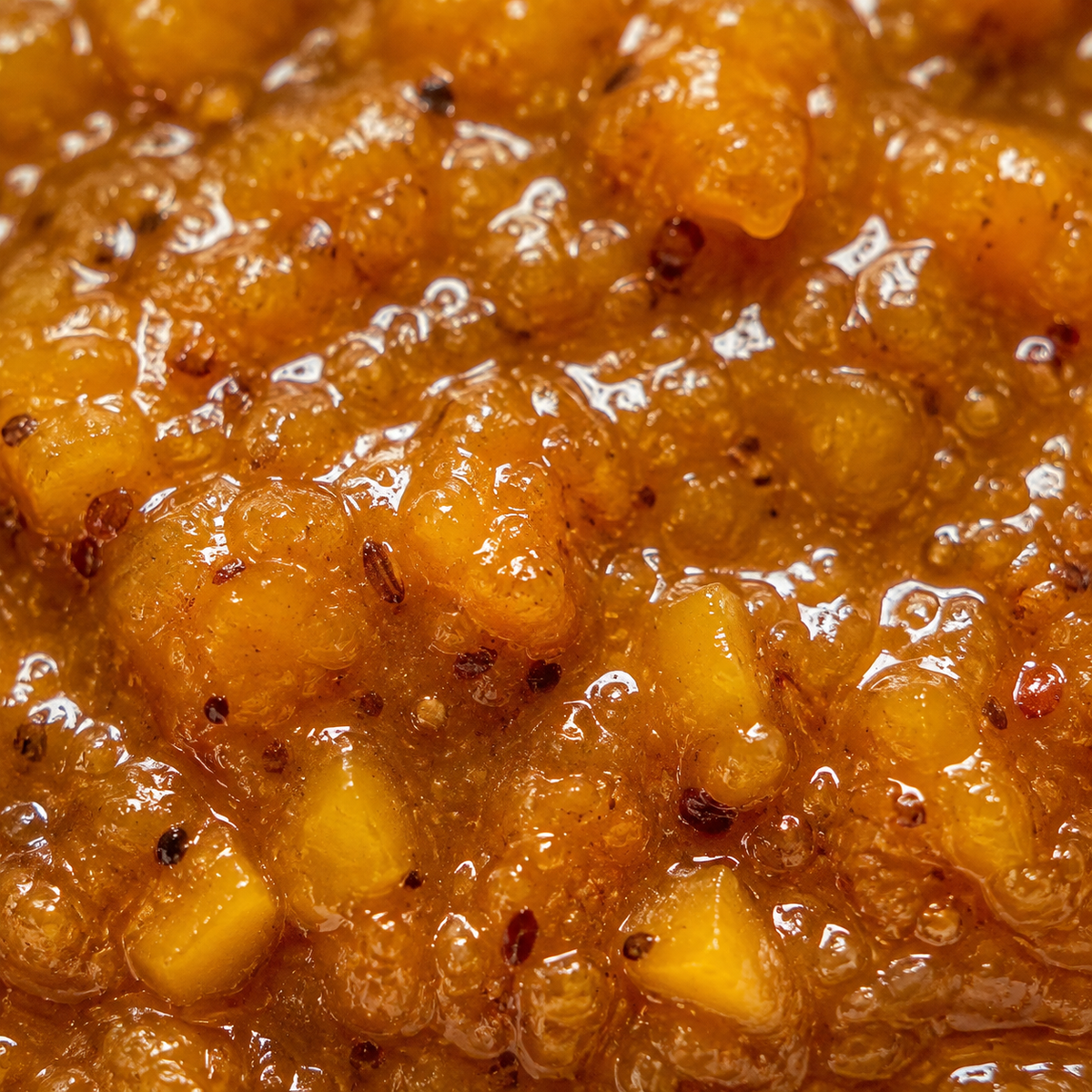 Extreme close-up of mango chutney