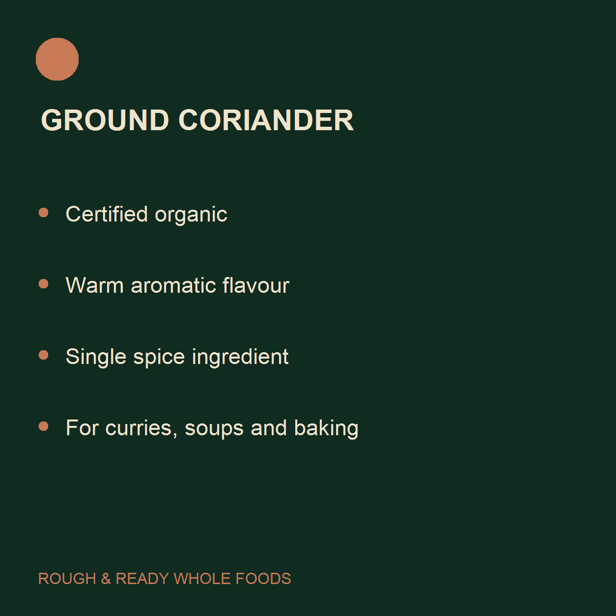 Organic ground coriander product facts