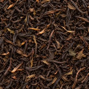 Hampstead Organic Darjeeling black tea leaves close-up