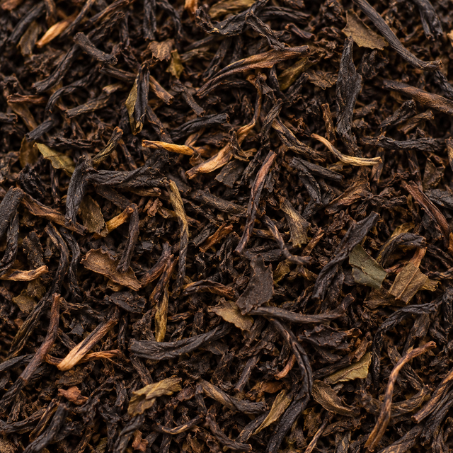 Hampstead Organic Darjeeling black tea leaves close-up