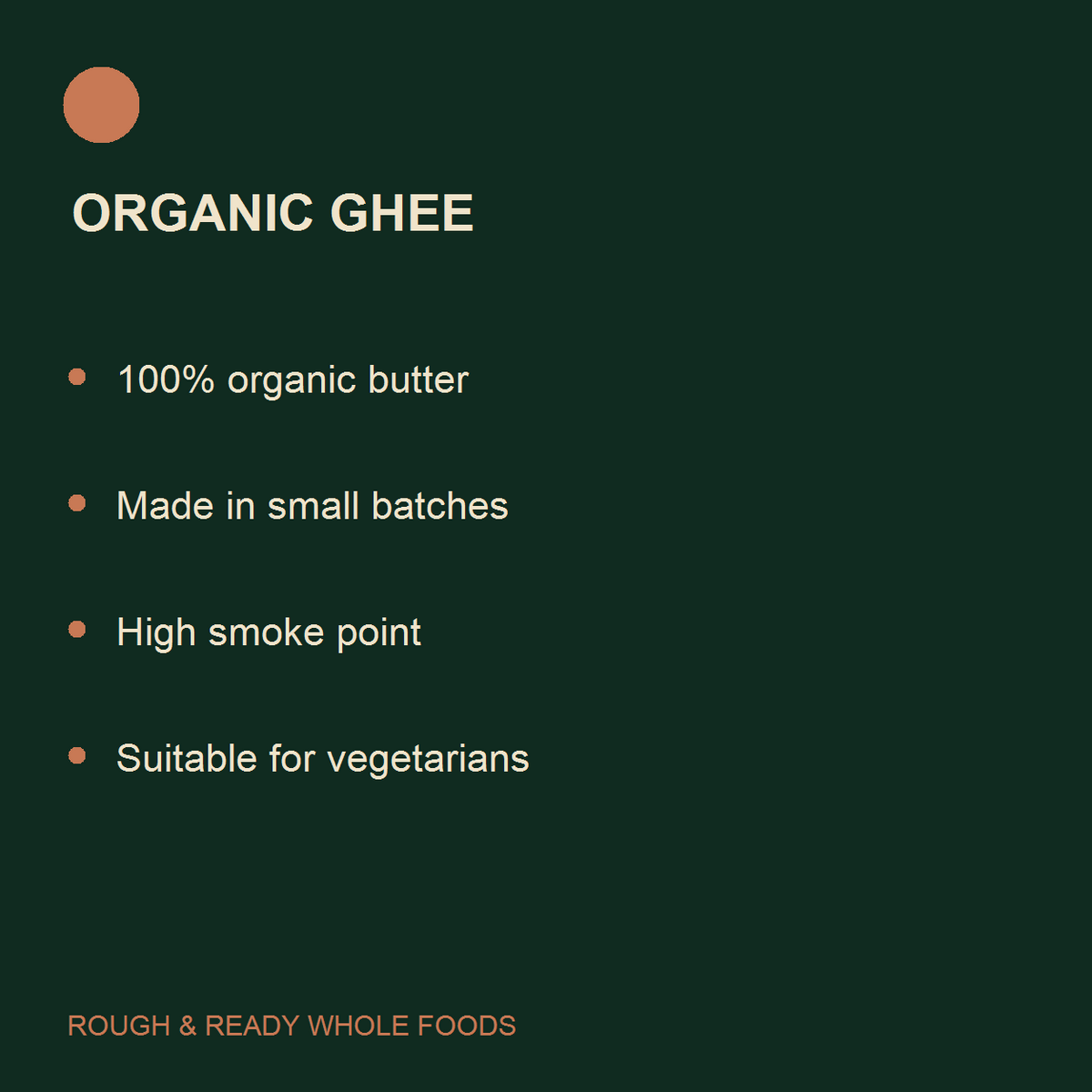 Organic ghee product facts