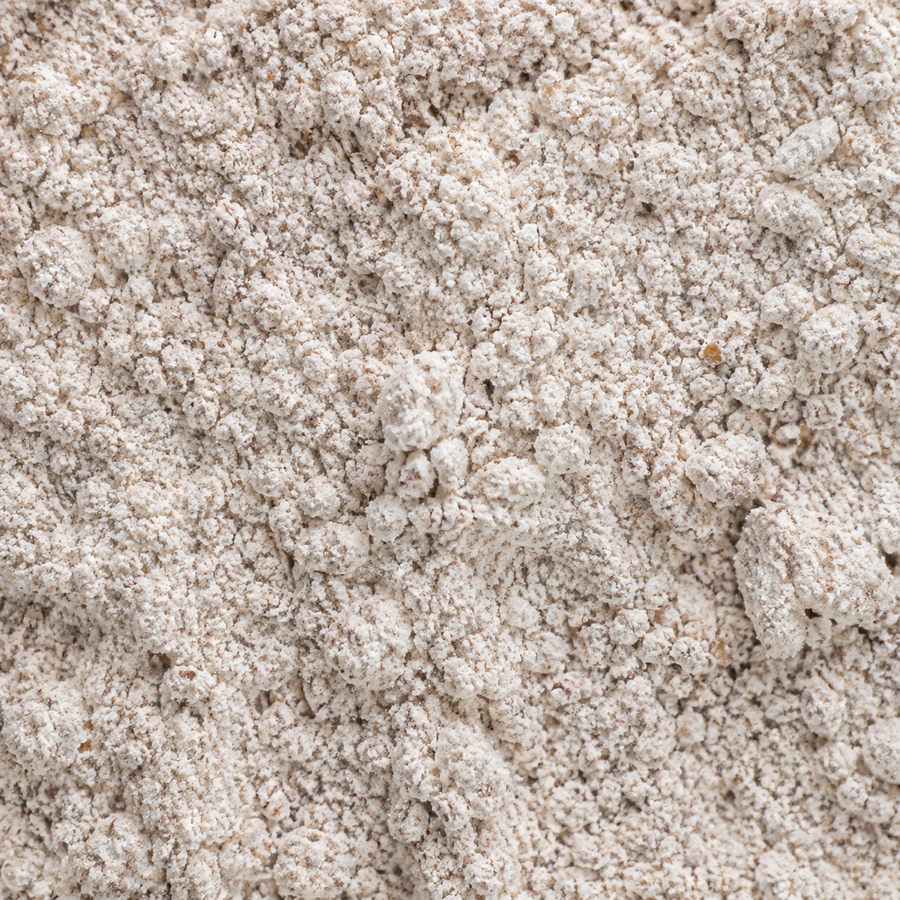Extreme close-up of organic buckwheat flour
