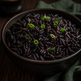 Cooked Organic Black Rice serving suggestion