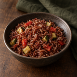 Cooked Infinity Foods Organic Camargue Red Rice with roasted vegetables