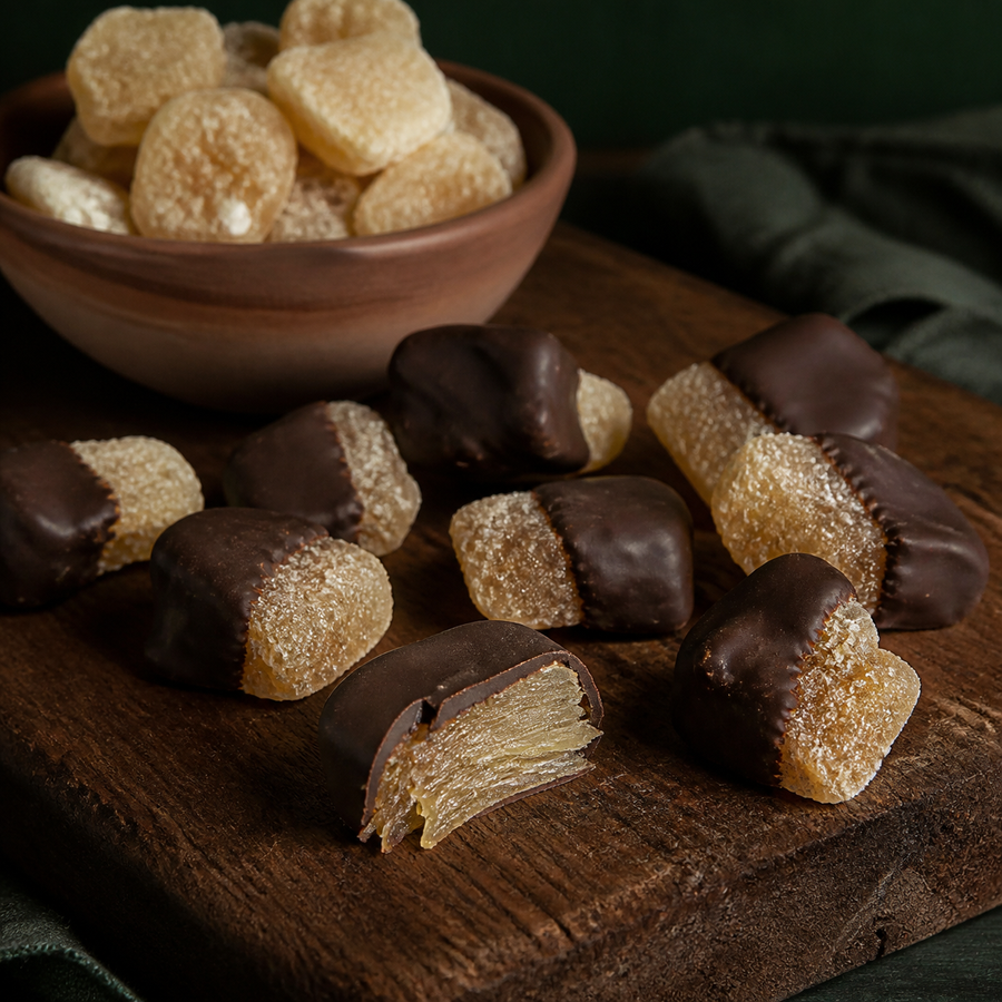 Chocolate-dipped Organic Crystallised Ginger