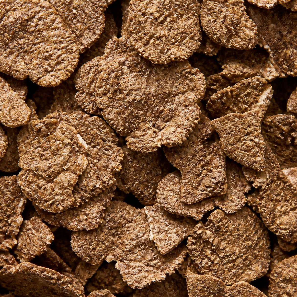 Extreme close-up of infinity foods organic bran flakes