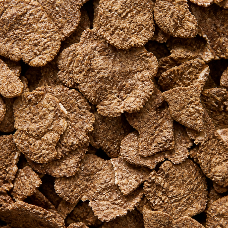 Extreme close-up of infinity foods organic bran flakes