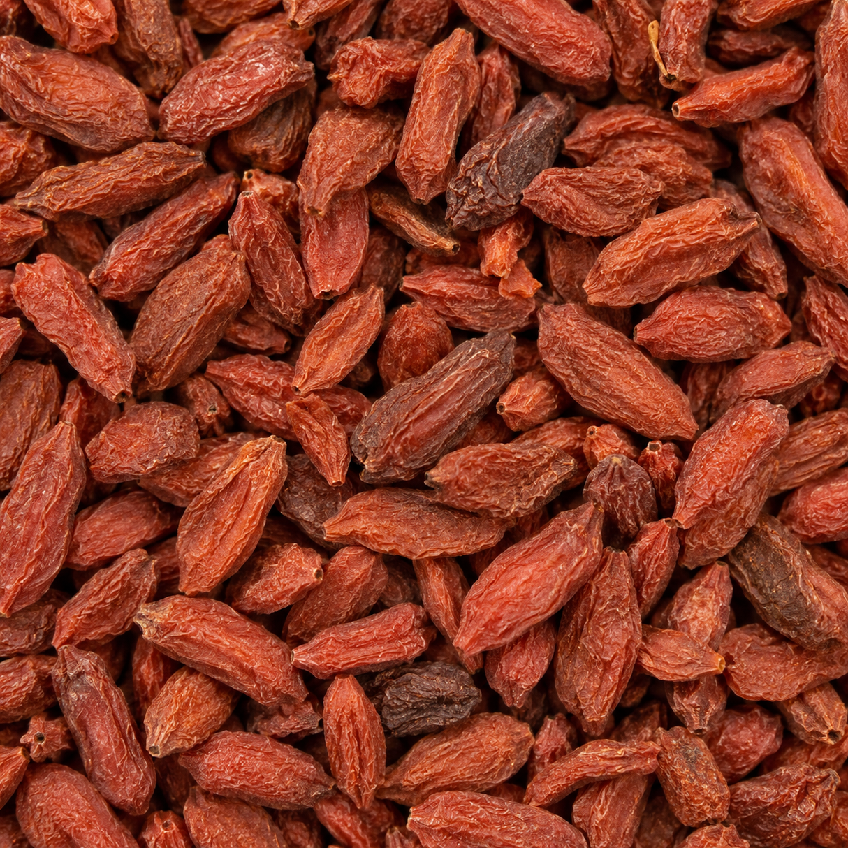 Dried goji berries extreme close-up