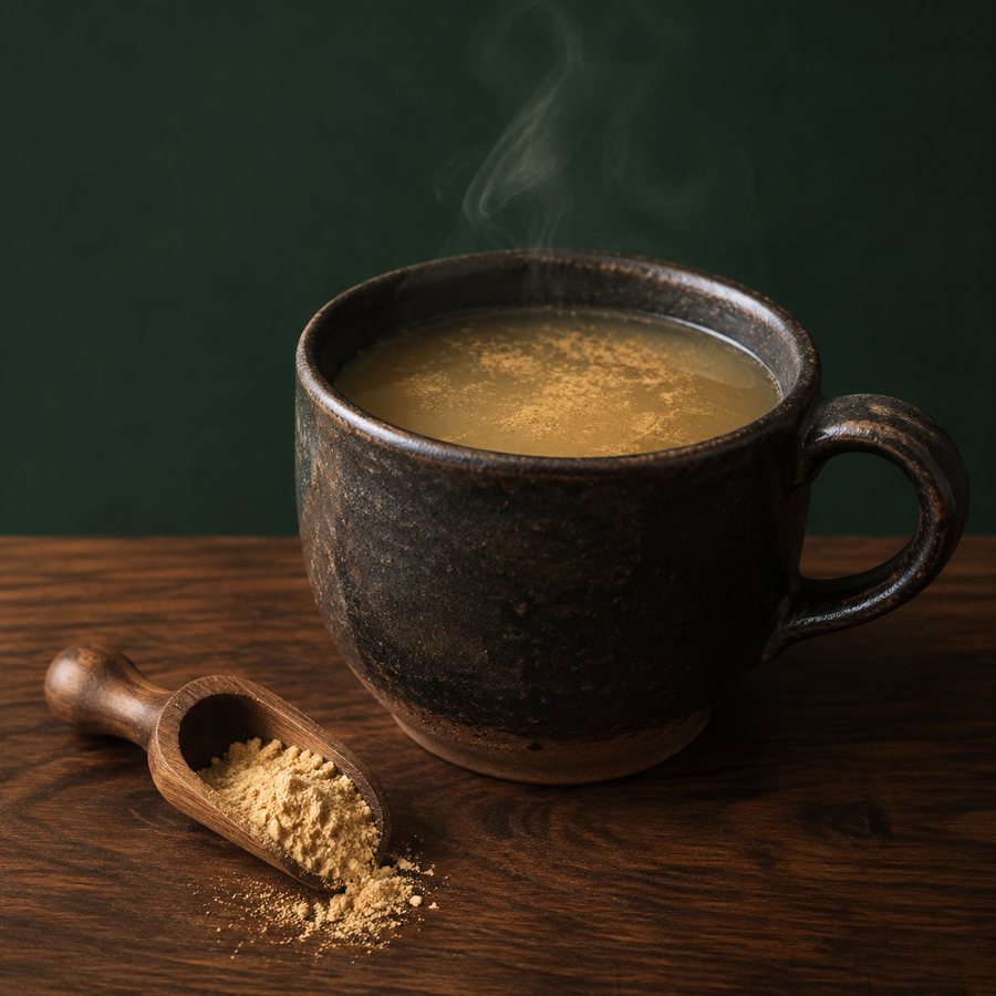 Warm ginger infusion with ground ginger