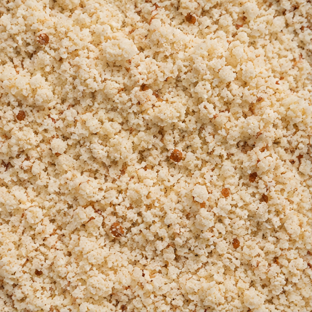 Organic ground almonds close-up