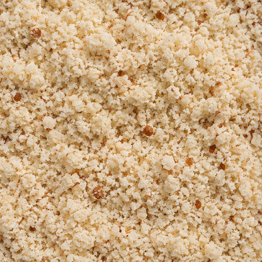 Organic ground almonds close-up