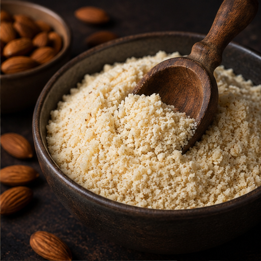 Organic ground almonds serving