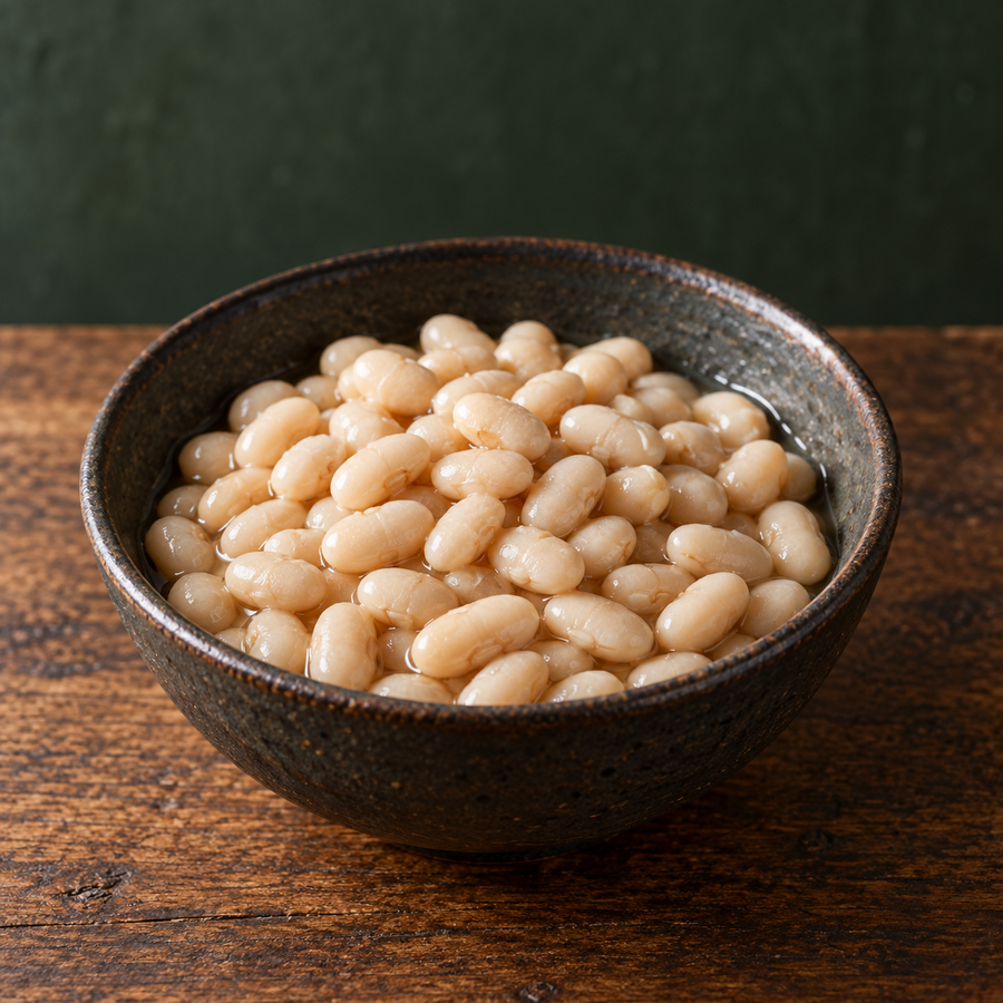 Cooked organic haricot beans