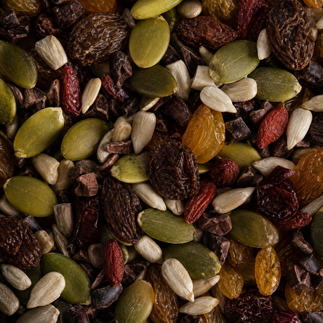 Infinity Foods Organic Hi Energy Trail Mix — ingredient close-up