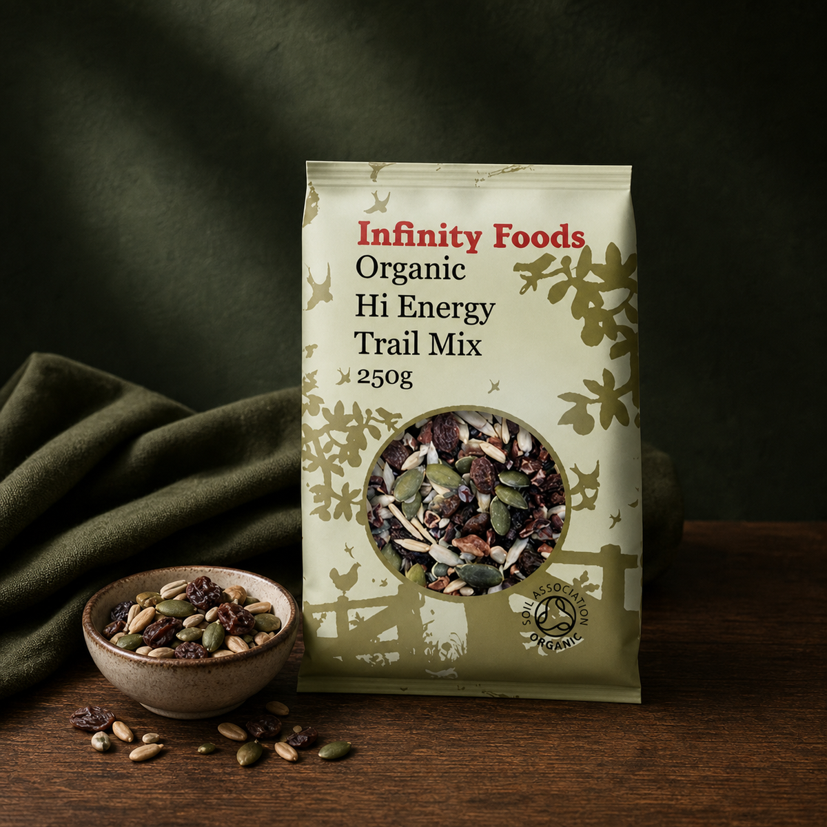 Infinity Foods Organic Hi Energy Trail Mix — packaging