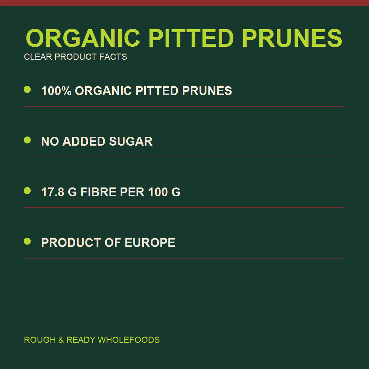 Infinity Foods Organic Pitted Prunes — factual product benefits