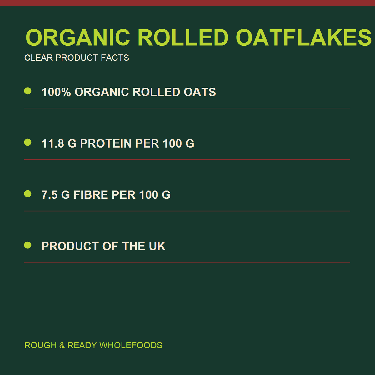 Infinity Foods Organic Rolled Oatflakes — factual product benefits