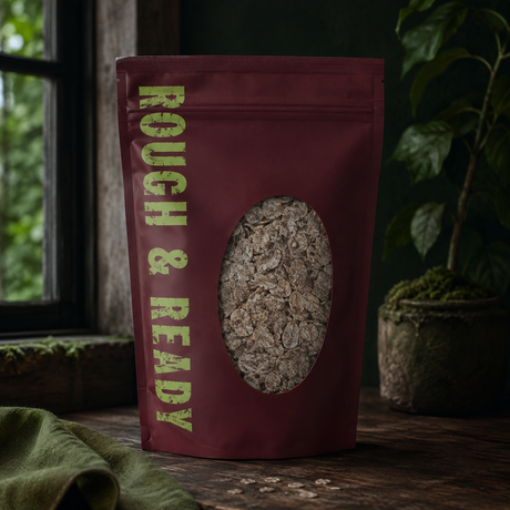 Organic rye flakes in Rough and Ready pouch
