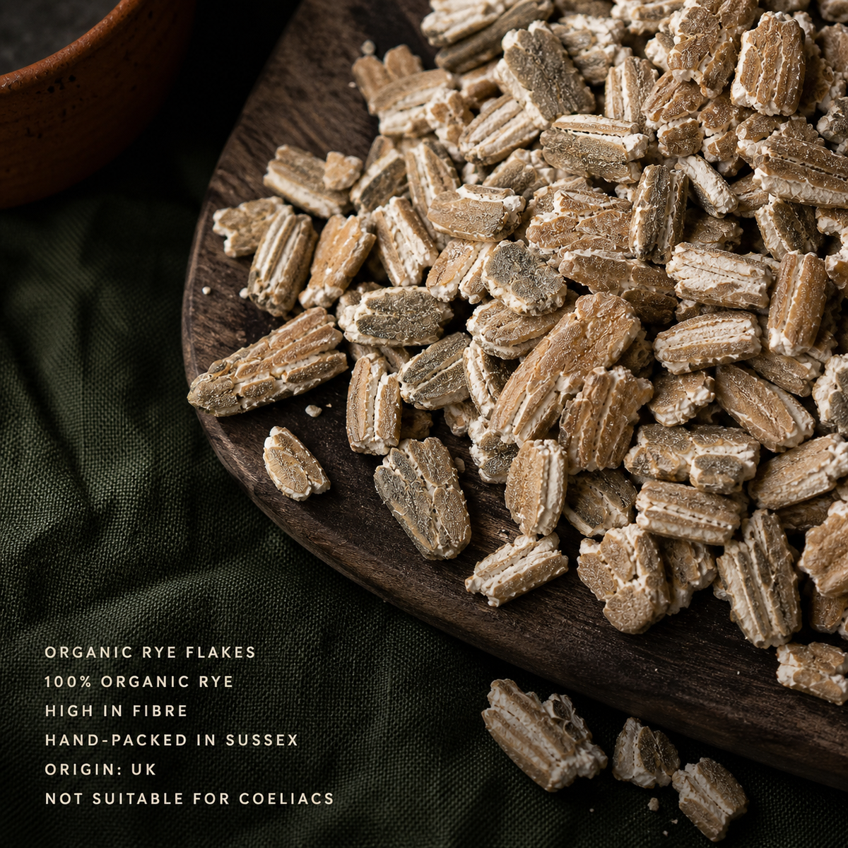 Organic rye flakes product facts