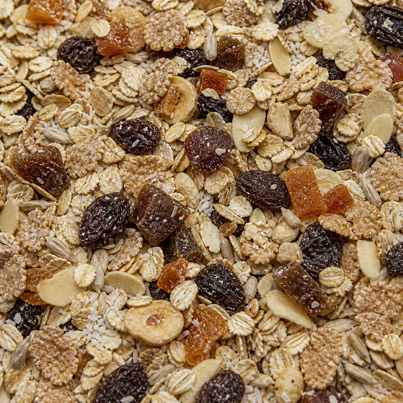 Infinity Foods Organic Super Muesli extreme ingredient close-up
