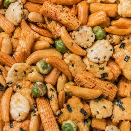 Japanese Assorted Cracker Mix – extreme close-up product hero