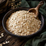 Organic jumbo oats in a serving bowl