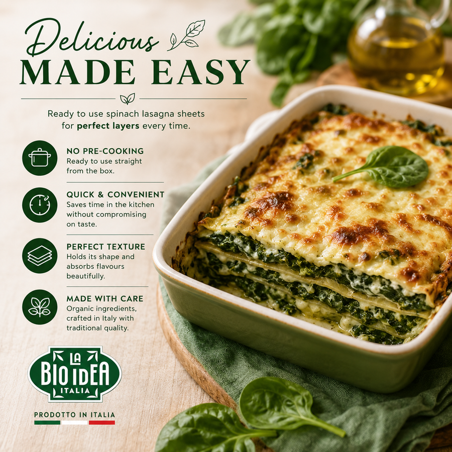 La Bio-Idea Organic Spinach Lasagne prepared dish and product benefits