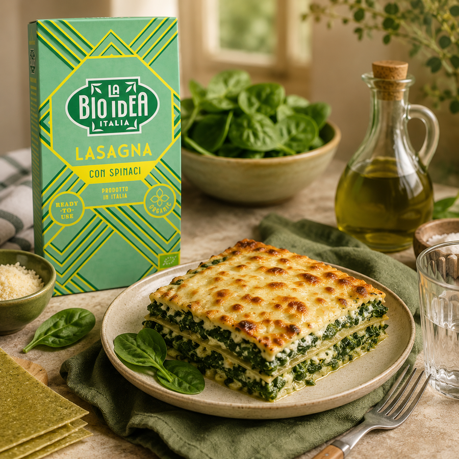 La Bio-Idea Organic Spinach Lasagne lifestyle serving image