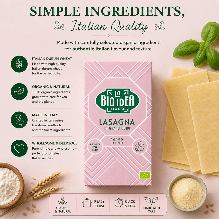 La Bio-Idea Organic White Lasagne simple ingredients and Italian quality