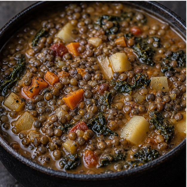 Organic French lentil vegetable stew