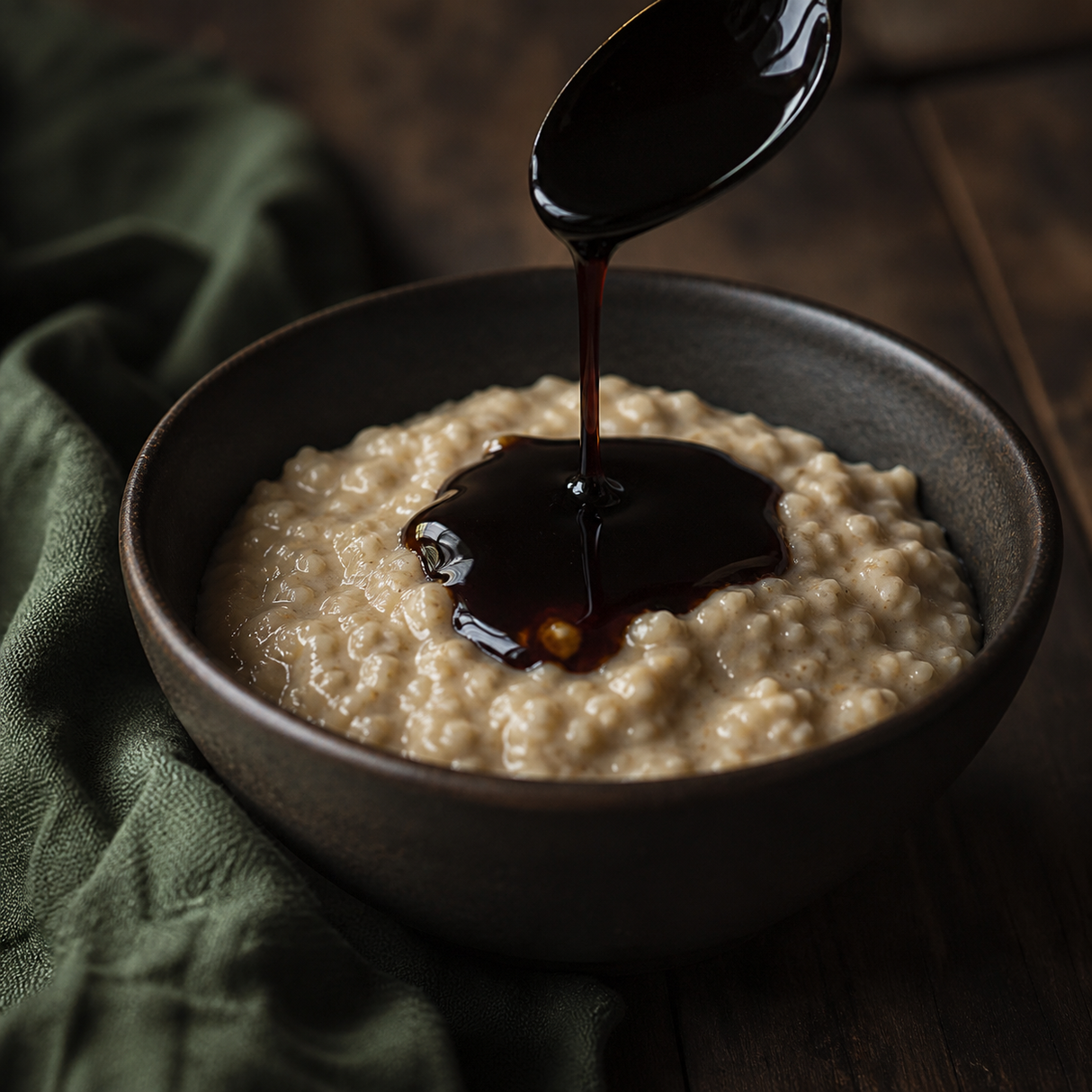 Blackstrap molasses serving suggestion with porridge