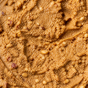 Extreme close-up of Meridian Organic Crunchy Peanut Butter