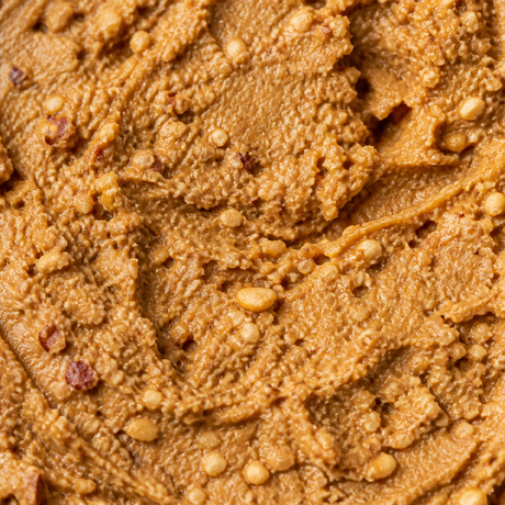 Extreme close-up of Meridian Organic Crunchy Peanut Butter