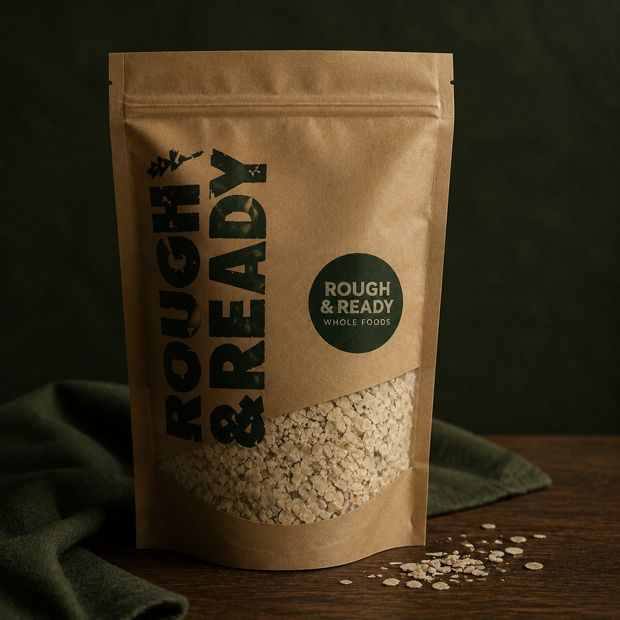 Organic millet flakes in Rough and Ready pouch