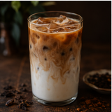 Iced organic chai latte serving