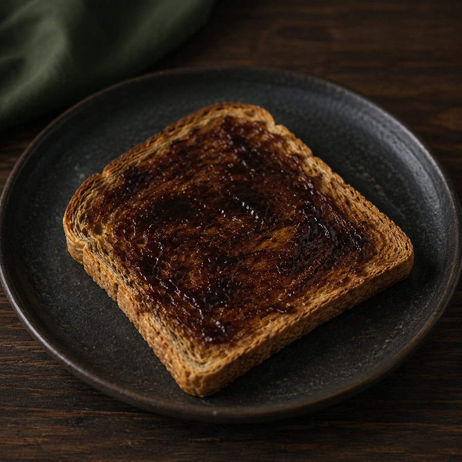 Yeast extract spread thinly on toast