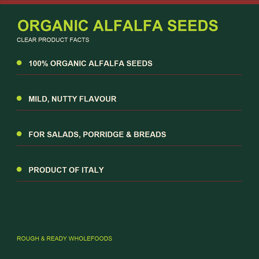 Organic Alfalfa Seeds — factual product benefits