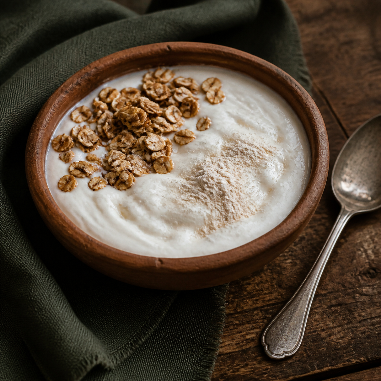 Yogurt and granola with baobab powder