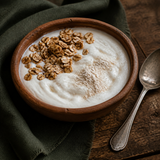 Yogurt and granola with baobab powder