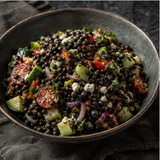 Organic black beluga lentil salad