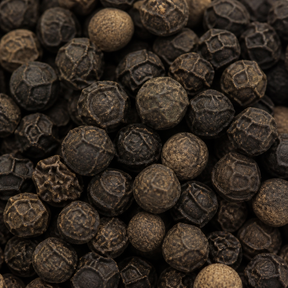 Organic Black Peppercorns extreme close-up