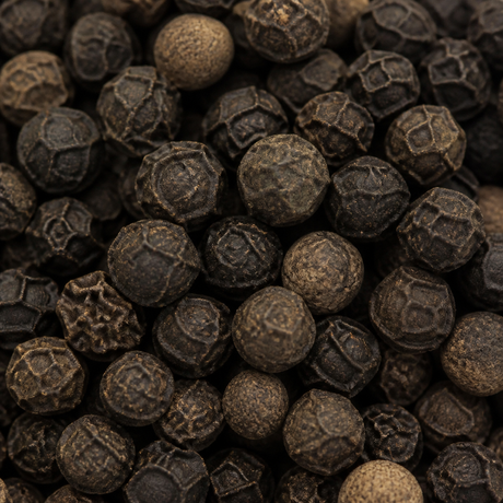 Organic Black Peppercorns extreme close-up
