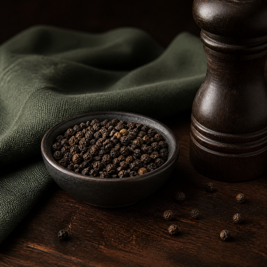 Organic Black Peppercorns serving suggestion