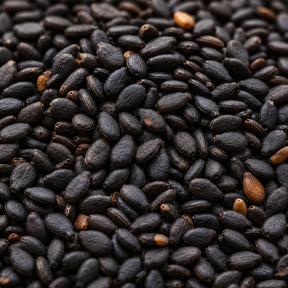 Organic Black Sesame Seeds extreme close-up
