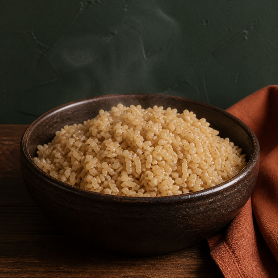 Organic brown rice natural serving