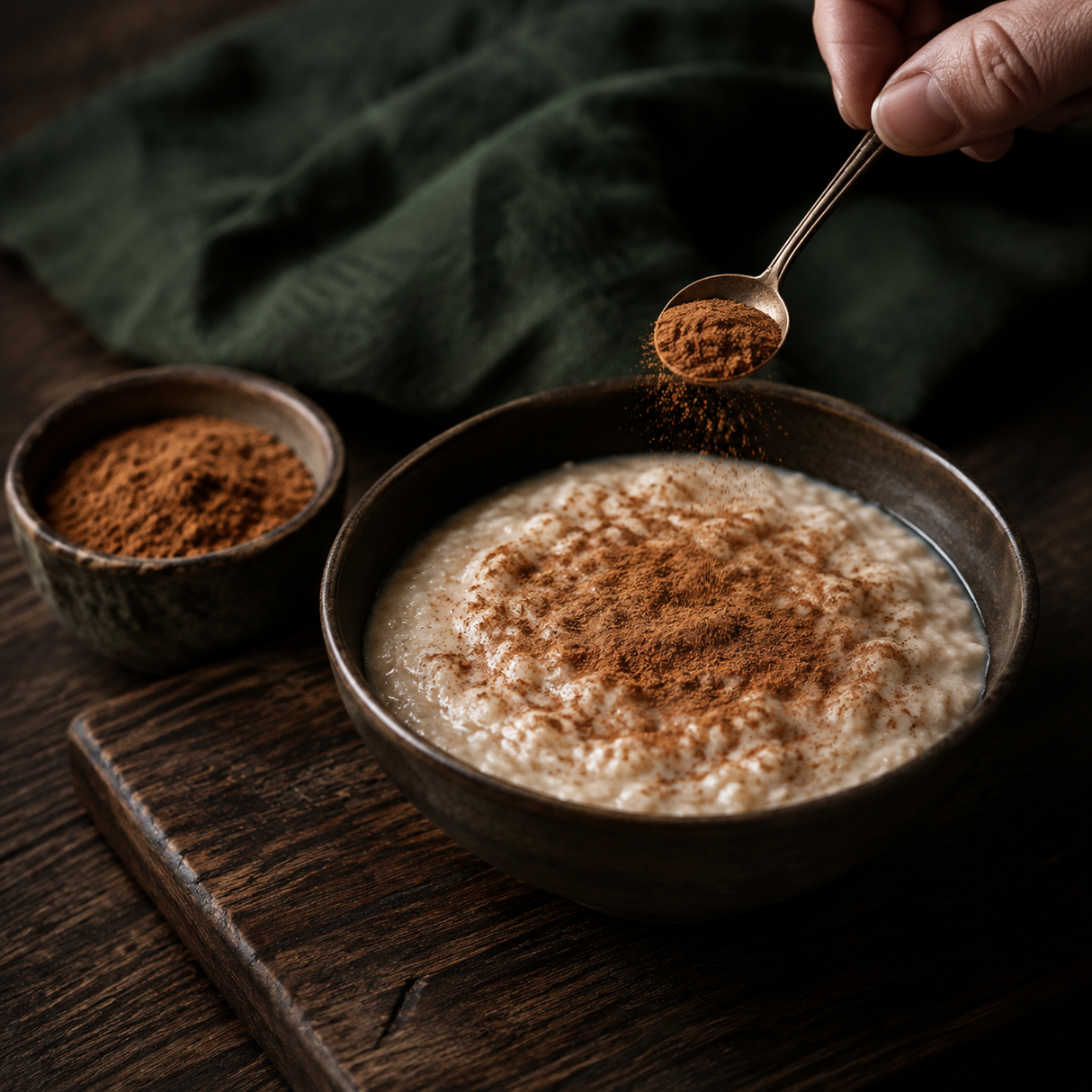 Organic Ceylon Cinnamon Powder sprinkled over porridge