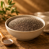 Organic chia seeds in a bowl